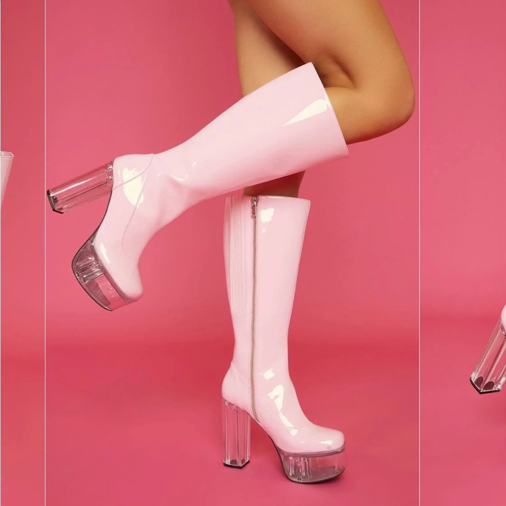 Pastel pink gogo boots